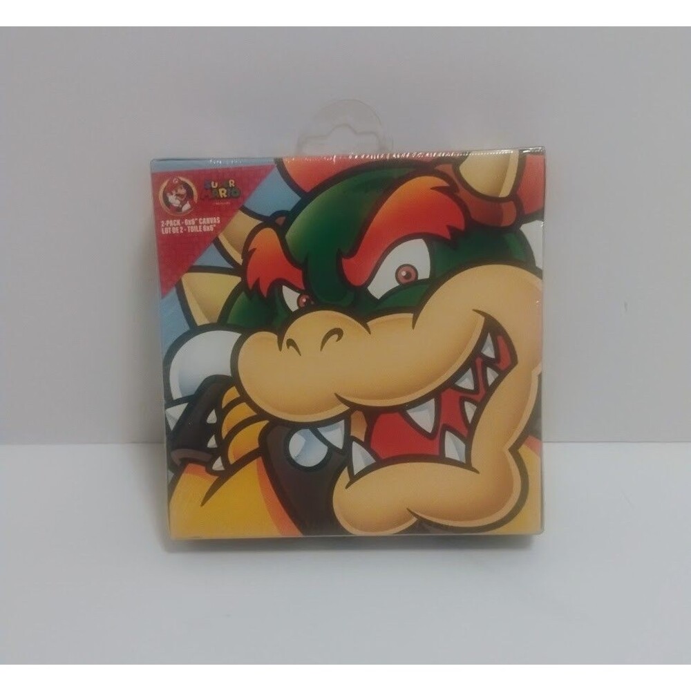 PYRAMID AMERICA NINTENDO SUPER MARIO 2 PACK 6”X6”CANVAS WARIO & BOWSER NEW